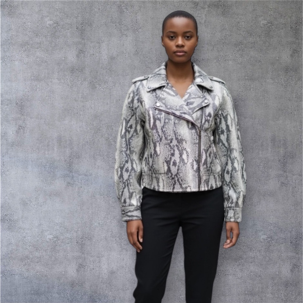 Jennifer Lopez Women’s Snake Print Moto Jacket